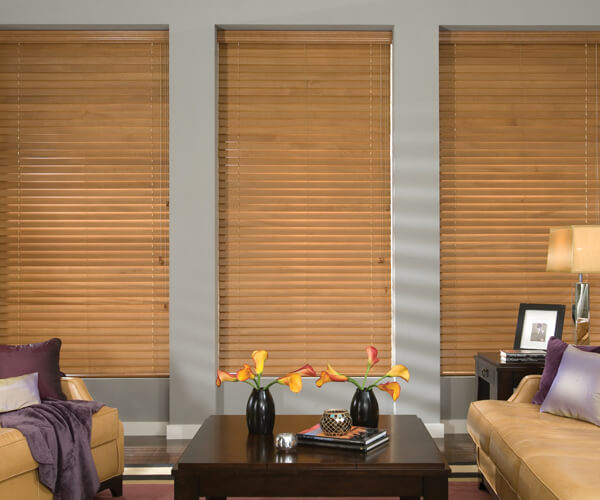 Wood blinds installed in Kingwood TX by Shutters & Blinds of The Woodlands